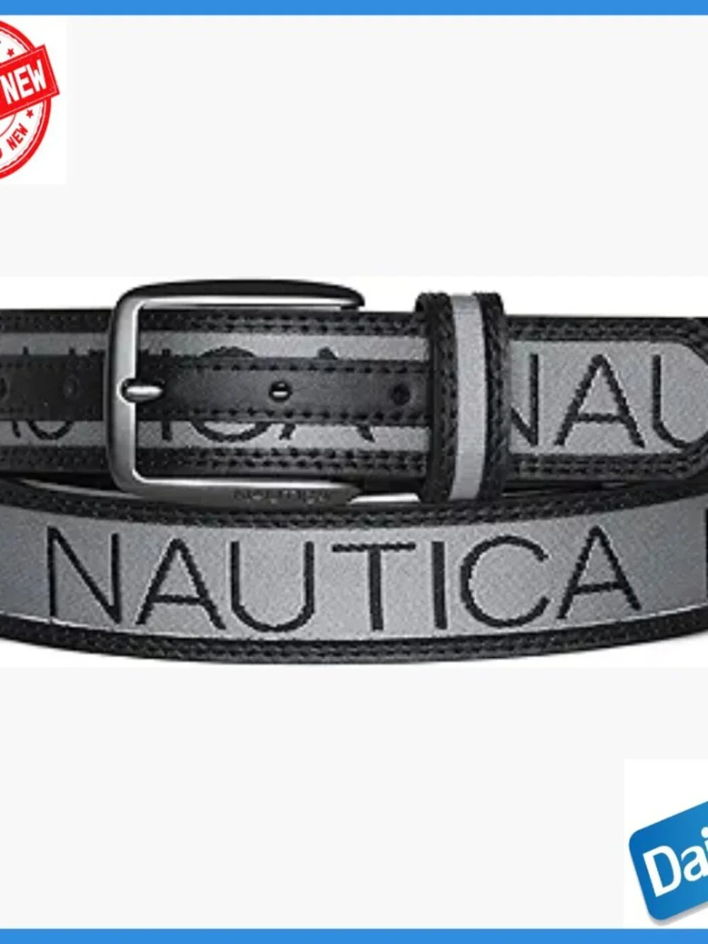Men's Genuine Leather Belt with Canvas Overlay, Gunmetal Buckle, Size 40